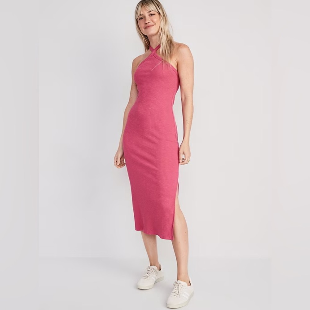 Old Navy Fuchsia Pink Halter Midi Dress